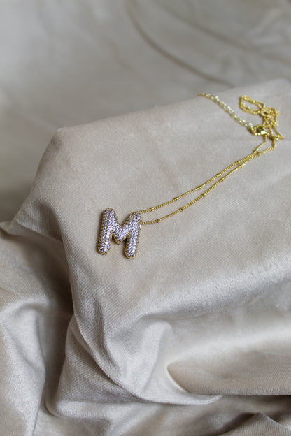 Rhinestone Bubble Letter Necklace