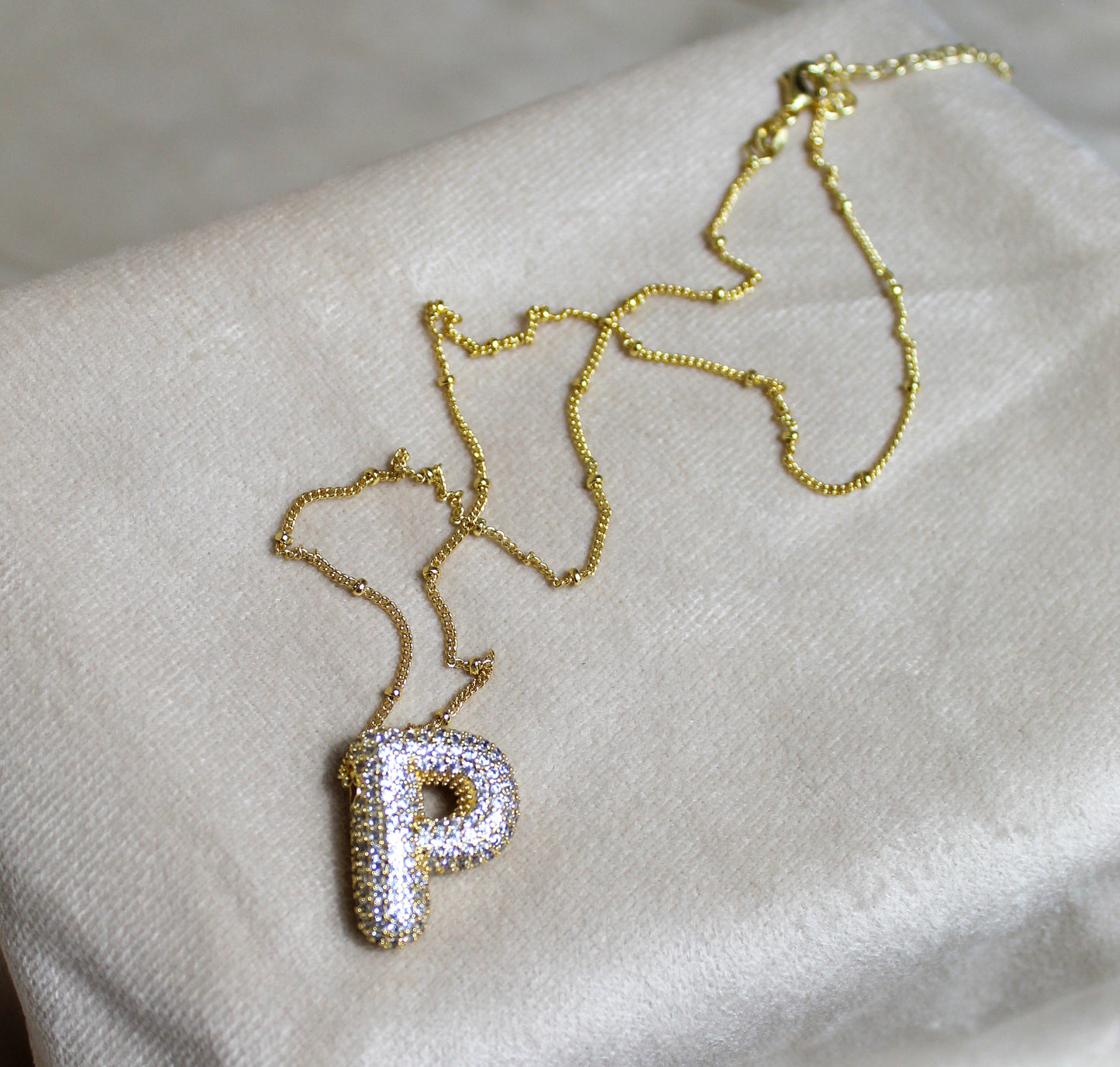 Rhinestone Bubble Letter Necklace