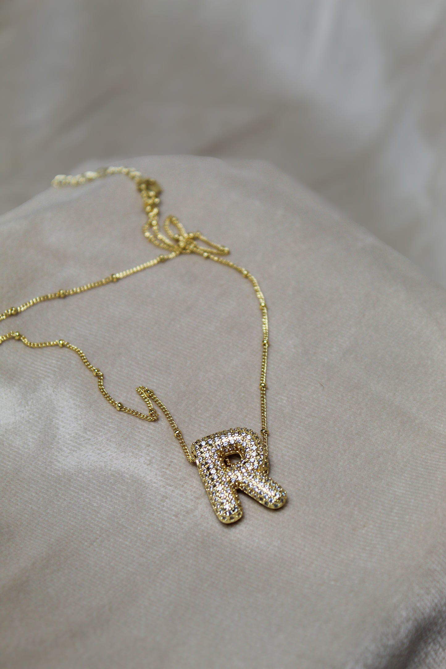 Rhinestone Bubble Letter Necklace