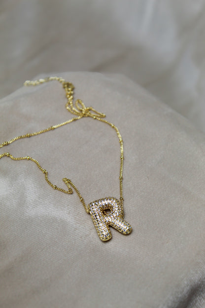 Rhinestone Bubble Letter Necklace